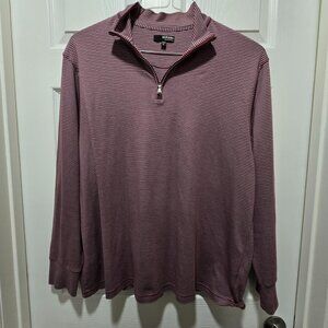 Murano Shirt Men's Liquid Luxury 3/4 Zip XL Stripe 100% Cotton